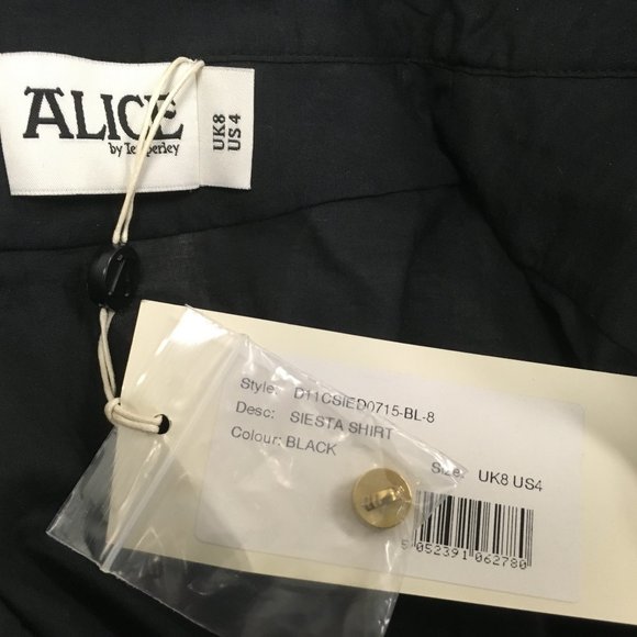 Alice by Temperley siesta black tunic embroidered shirt 4 Anthropologie NWT - Picture 9 of 11
